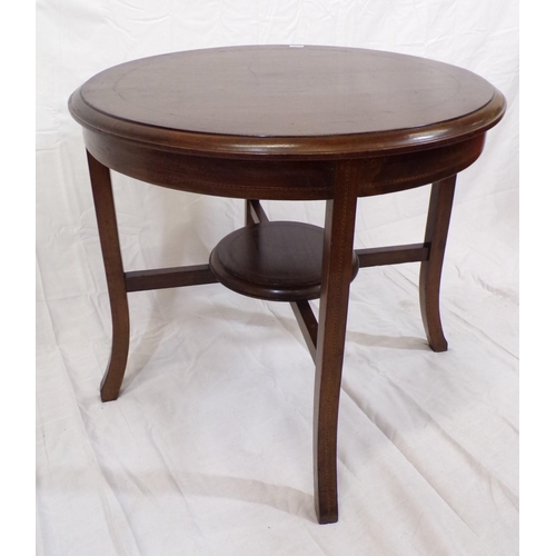 234 - Edwardian round inlaid mahogany occasional or coffee table with shaped legs and stretchers