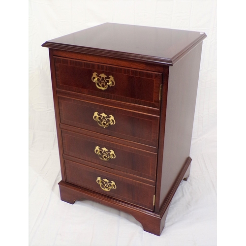 24 - Edwardian style inlaid locker with shelved interior, brass drop handles, on bracket feet