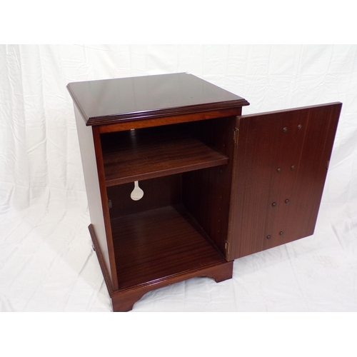 24 - Edwardian style inlaid locker with shelved interior, brass drop handles, on bracket feet