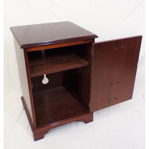 24 - Edwardian style inlaid locker with shelved interior, brass drop handles, on bracket feet