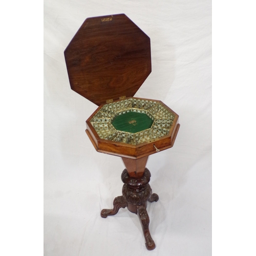 244 - Victorian inlaid walnut games and work table with herringbone border, inlaid gamesboard, hexagonal t... 