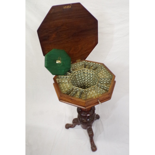 244 - Victorian inlaid walnut games and work table with herringbone border, inlaid gamesboard, hexagonal t... 