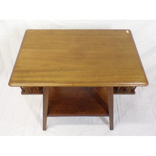 245 - Edwardian mahogany occasional table with side  shelves, turned columns, on square tapering legs