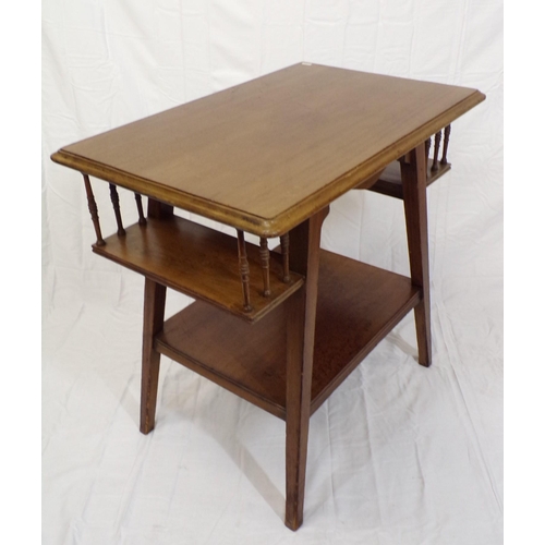 245 - Edwardian mahogany occasional table with side  shelves, turned columns, on square tapering legs