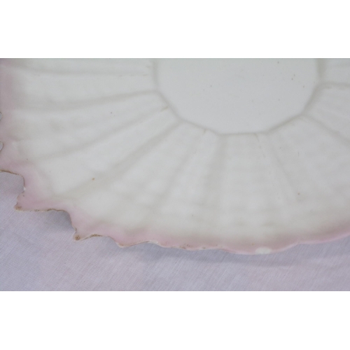 288 - First period 1863 - 1891 Belleek dish with shell decoration and wavy border, 29cm width