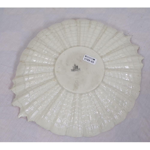 288 - First period 1863 - 1891 Belleek dish with shell decoration and wavy border, 29cm width