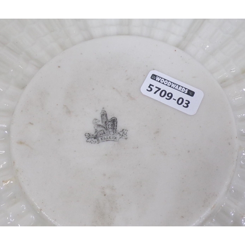 288 - First period 1863 - 1891 Belleek dish with shell decoration and wavy border, 29cm width