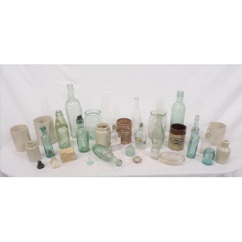 3 - Assorted lot of old glass bottles, etc in box