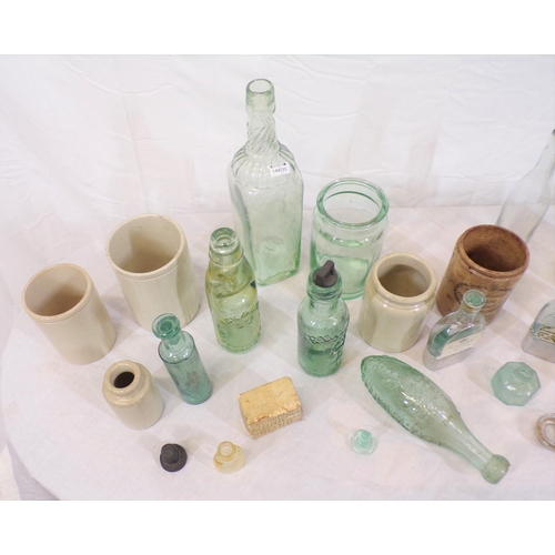 3 - Assorted lot of old glass bottles, etc in box