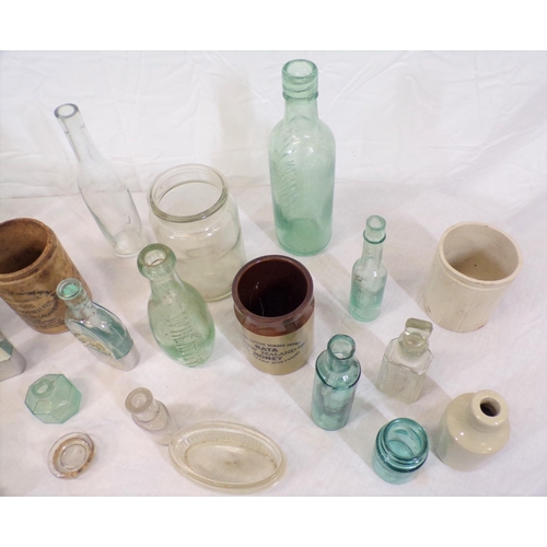 3 - Assorted lot of old glass bottles, etc in box