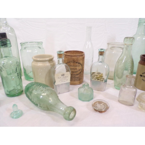 3 - Assorted lot of old glass bottles, etc in box