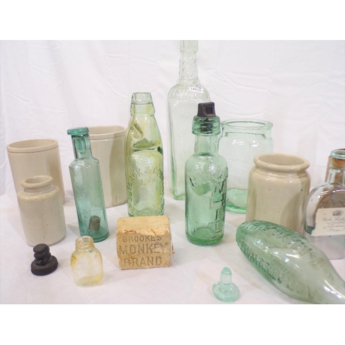 3 - Assorted lot of old glass bottles, etc in box