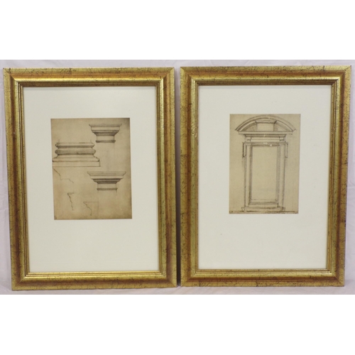 309 - English School 'Set of four architectural studies' with studio stamps 16x24cm each