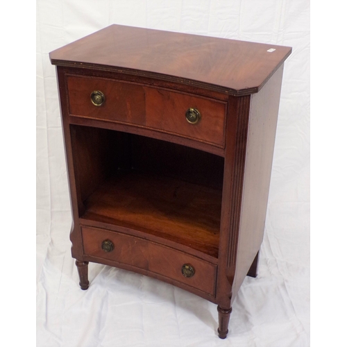 31 - Edwardian design concave fronted press with drawers, brass drop handles, on turned legs