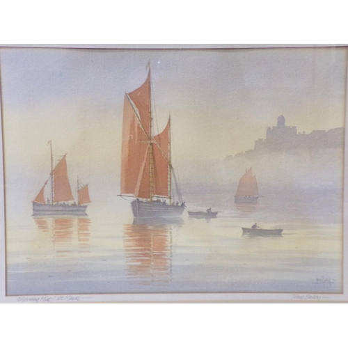 314 - Terry Bailey 'Morning Mist, St Mawes' watercolour 34x46cm signed