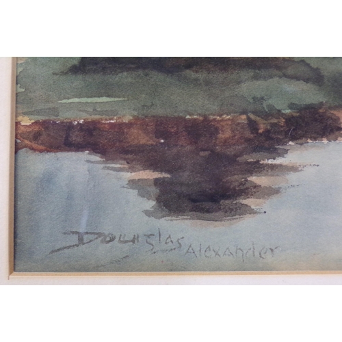 323 - Douglas Alexander 'Bog with peat stacks' watercolour 23x30cm signed