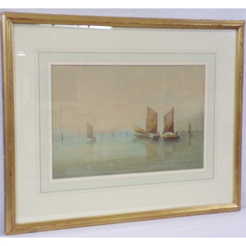 324 - J Thurgar Norman ARHA 'Sailing offshore in calm weather' watercolour 20x33cm signed and dated