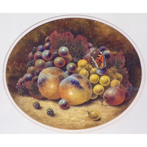 339 - Christopher Hughes 'Still life study of fruit' watercolour  oval 26x30cm signed