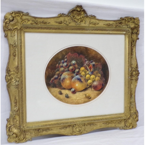 339 - Christopher Hughes 'Still life study of fruit' watercolour  oval 26x30cm signed