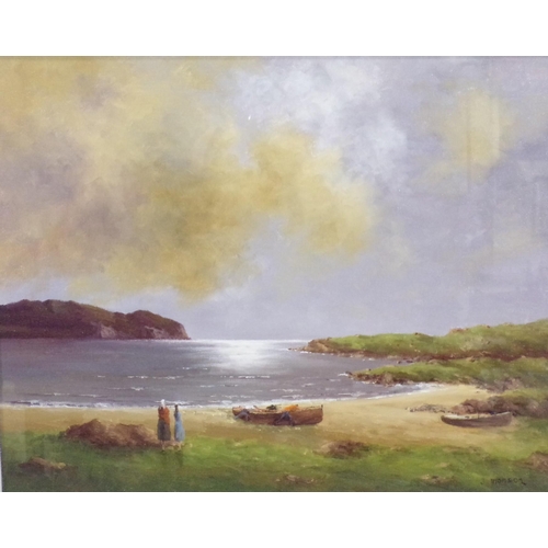 342 - John Manson 'Beach scene' oil on board 38x48cm signed