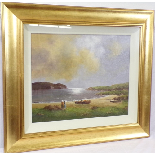 342 - John Manson 'Beach scene' oil on board 38x48cm signed