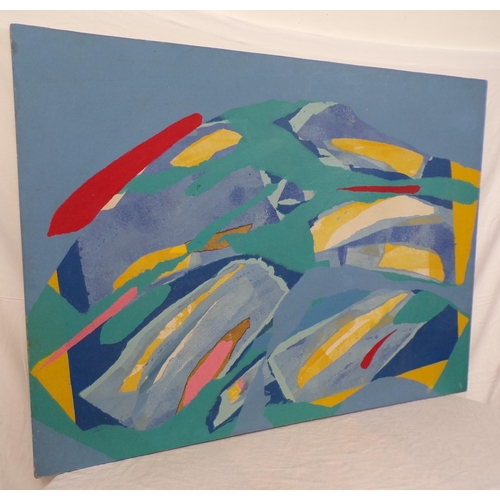 348 - Peter Phillips RA 'Colourful Abstract' exhib no 13 oil on canvas 89x121cm initialled verso