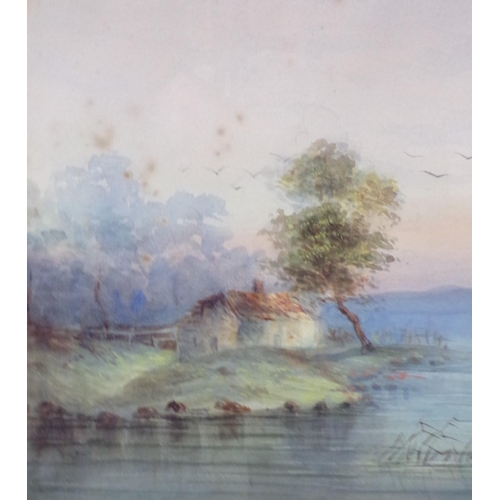 355 - J Thurgar Norman ARHA 'Peaceful coastal scene' watercolour 23x34cm signed