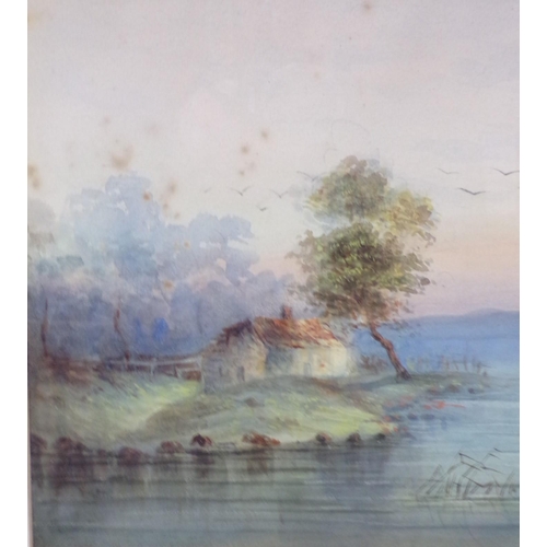 355 - J Thurgar Norman ARHA 'Peaceful coastal scene' watercolour 23x34cm signed