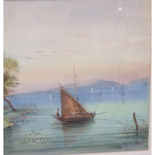 355 - J Thurgar Norman ARHA 'Peaceful coastal scene' watercolour 23x34cm signed