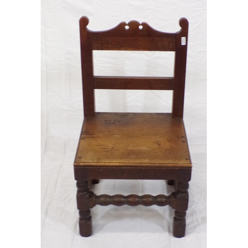 378 - Victorian child's chair with railed back, turned and shaped legs with stretchers