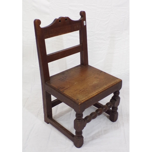 378 - Victorian child's chair with railed back, turned and shaped legs with stretchers