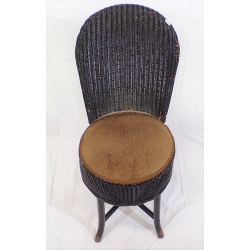 379 - Lloyd loom occasional chair with domed back and round seat, on shaped legs with stretchers