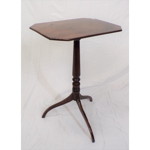 41 - Victorian mahogany occasional table with angled corners, turned tapering column, on shaped tripod