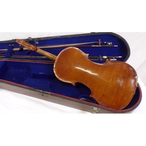 6 - Vintage violin stamped Antonio Gagliano, in carrying case with two bows