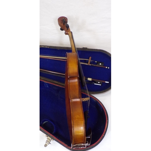 6 - Vintage violin stamped Antonio Gagliano, in carrying case with two bows