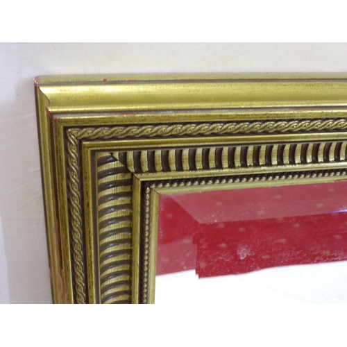 63 - Large Regency design bevelled glass gilt framed wall mirror with reeded and beaded decoration