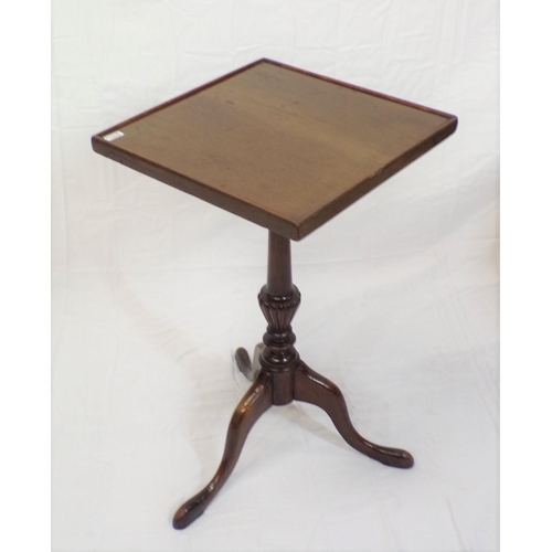 81 - Victorian mahogany square topped occasional or lamp table with raised border, raised on turned colum... 