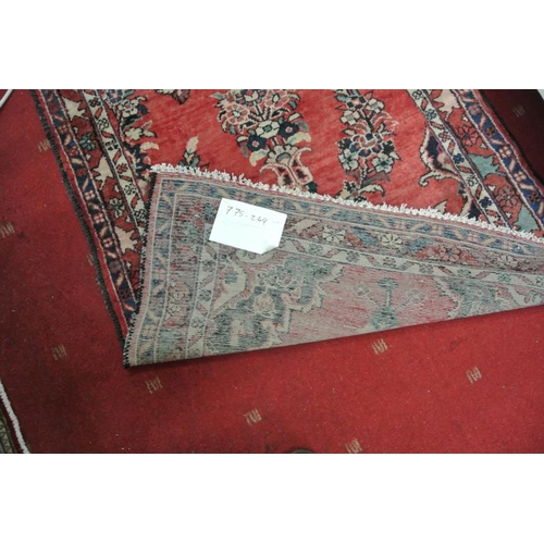 274 - Red and blue ground hand woven Iranian runner with floral design