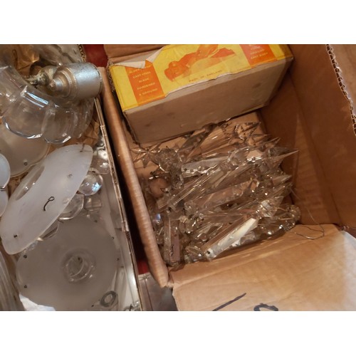 231 - Assorted lot of chandelier fittings, etc and  boxes of chandelier drops