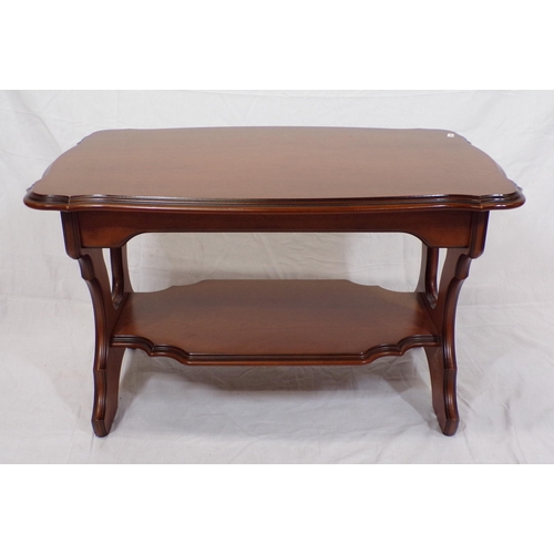 19 - Modern timber two tier coffee table with serpentine borders and shaped legs