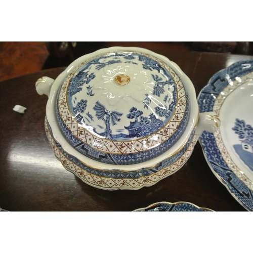 47 - Twenty two piece Booths 'Real Old Willow' pattern dinner service with blue and white decoration and ... 