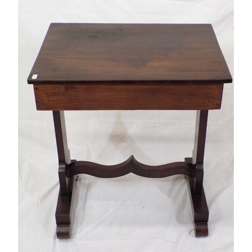 66 - William IV mahogany side table with frieze drawer, shaped columns and stretcher