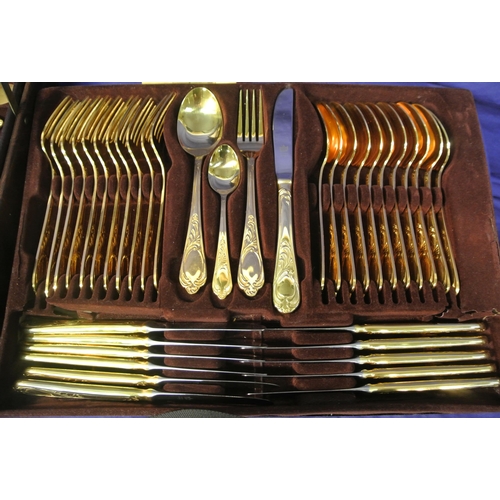 108 - Bestecke Solingen 69-piece gold plated chrome nickel steel canteen of cutlery in fitted case