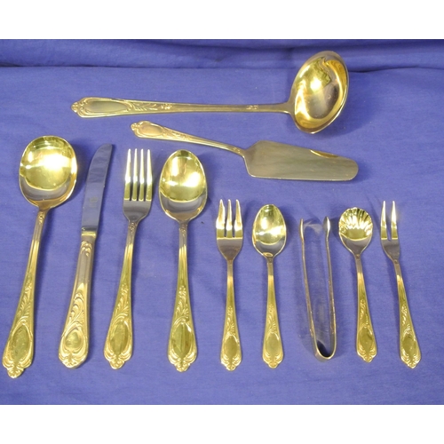 108 - Bestecke Solingen 69-piece gold plated chrome nickel steel canteen of cutlery in fitted case