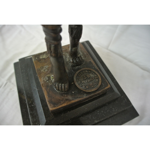 119 - Art Deco figure of a bronzed dancing lady, with stamp 'J B Deposse', on stepped base