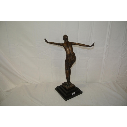 119 - Art Deco figure of a bronzed dancing lady, with stamp 'J B Deposse', on stepped base