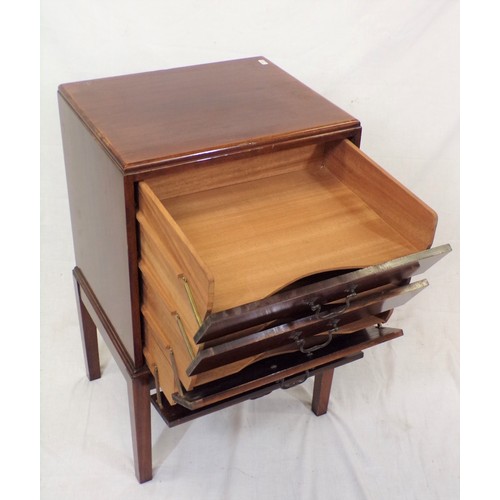 131 - Edwardian mahogany music chest with drop down drawer fronts