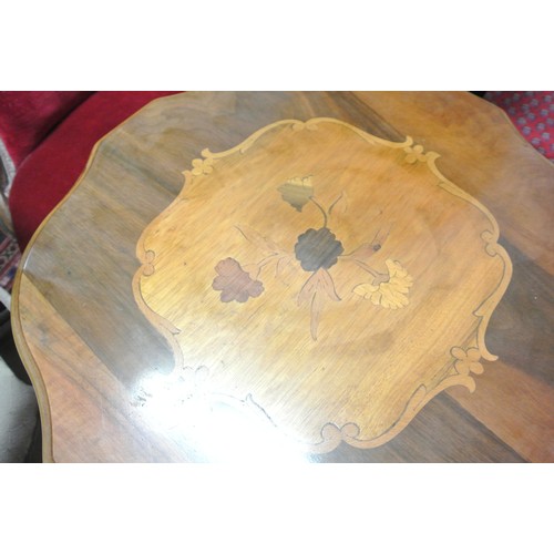 181 - Edwardian style inlaid occasional table with wavy border and tripod