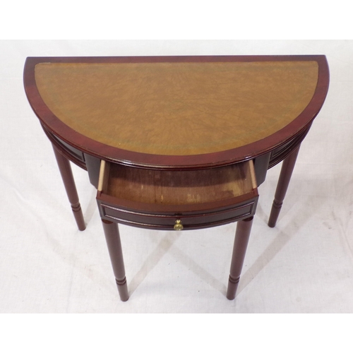 196 - Edwardian design demi lune hall table on turned legs