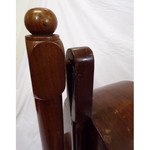 206 - Victorian style mahogany child's swing cradle with domed top, railed sides, on bracket feet